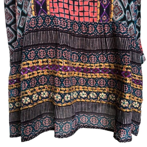 NWOT TOLANI Rory Mixed-Print with Embroidery Flounce-Hem Tunic Dress - Picture 9 of 16